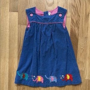 JoJo Maman Bebe Blue Dress with Elephant Appliqué